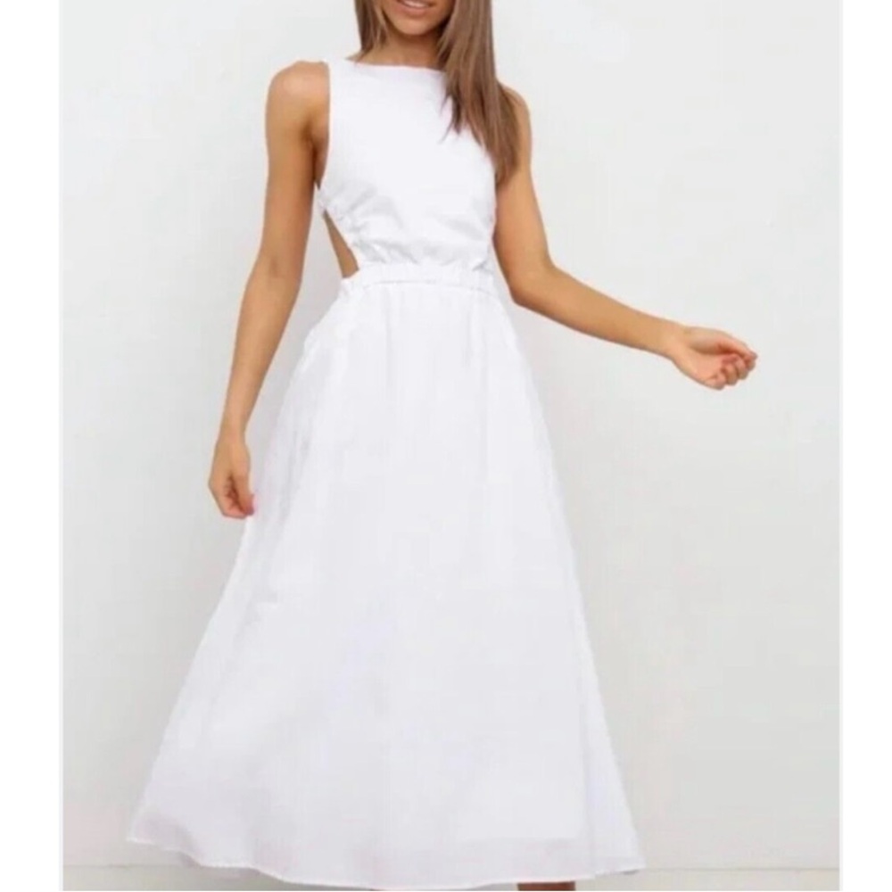 White Maxi Open Back Dress